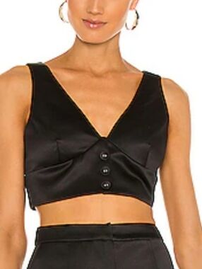 Alexis Tania structured satin top Size Med Black Satin Revolve